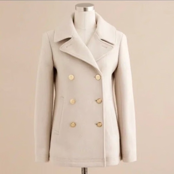 J Crew Peacoat Italian Wool Jacket Cashmere Coat double breasted preppy academia - Picture 3 of 14